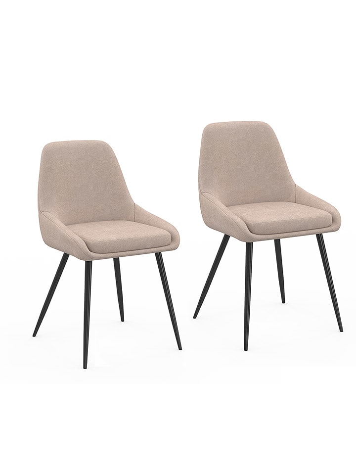 IDOMYA Factory Krzesła (2 szt.) "Ornella" w kolorze beżowym do jadalni - 47,5 x 79 x 54 cm rozmiar: onesize
