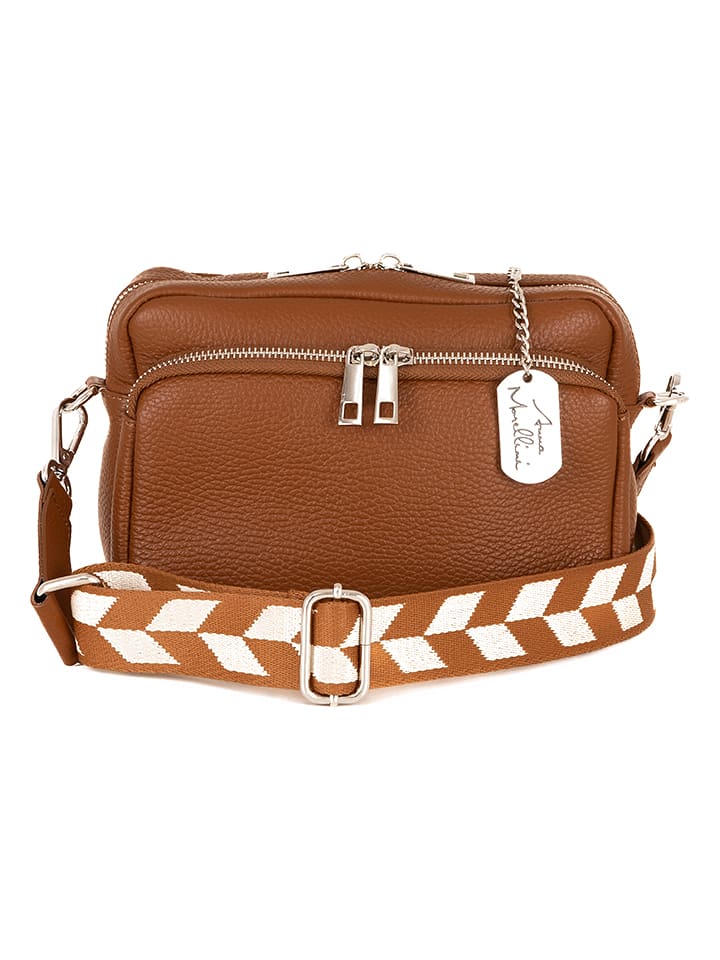 Anna Morellini Skórzana torebka "Erminia" w kolorze jasnobrązowym - 22 x 17 x 9 cm rozmiar: onesize