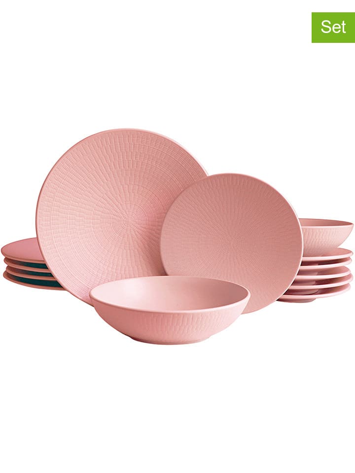 Echtwerk 12-częściowy zestaw talerzy "Blanka" w kolorze jasnoróżowym rozmiar: onesize