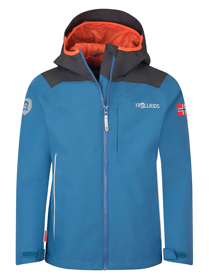 Trollkids Kurtka przeciwdeszczowa "Bergen" w kolorze niebieskim rozmiar: 152