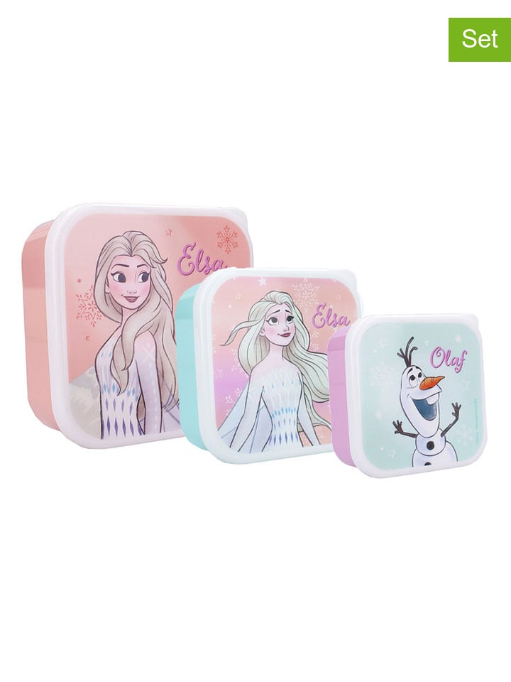 Disney Frozen Śniadaniówki (3 szt.) "Frozen II Let's Eat!" w kolorze różowo-błękitnym rozmiar: onesize