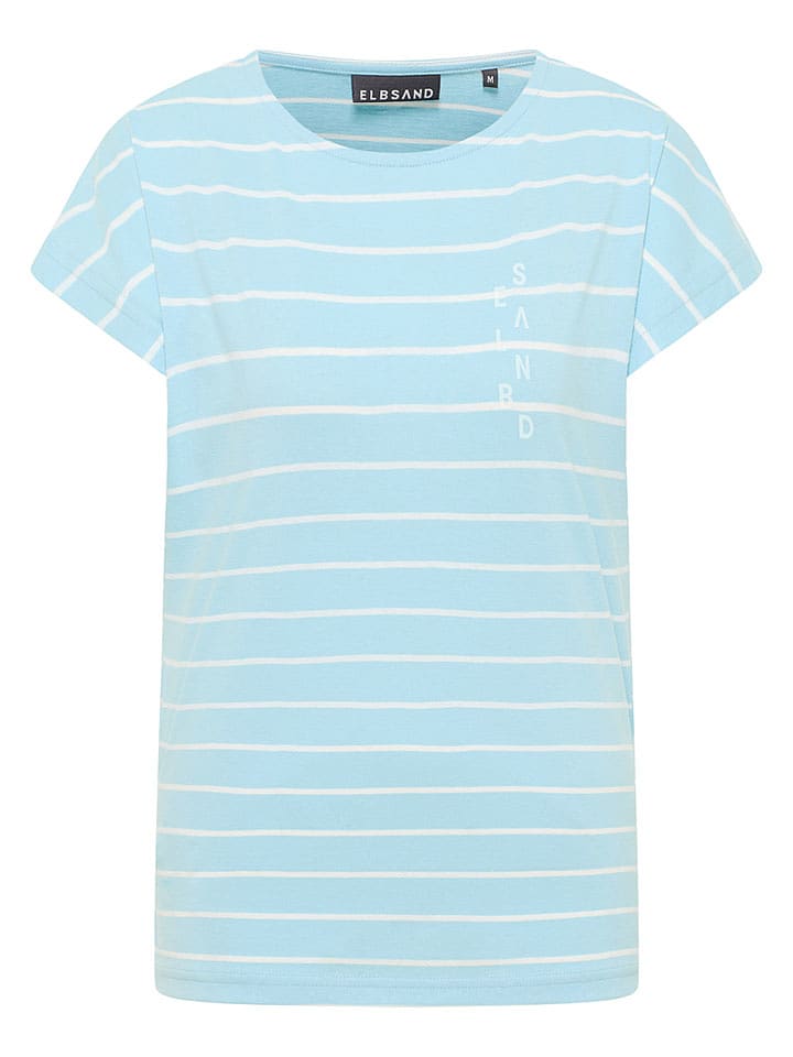 ELBSAND Koszulka "Selma" w kolorze błękitno-białym rozmiar: XS
