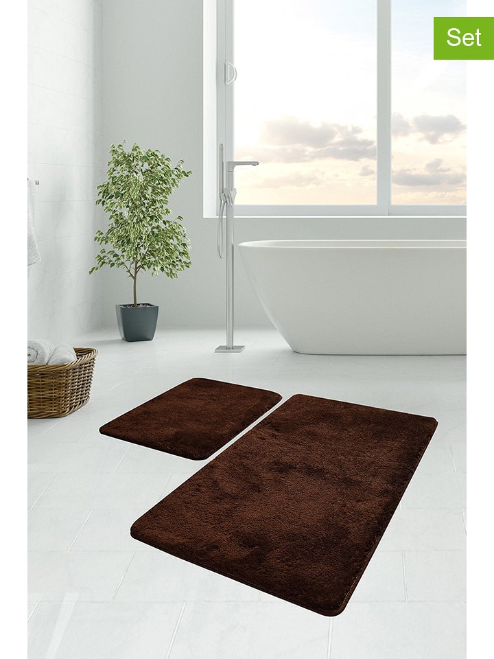 Colourful Cotton Dywaniki łazienkowe (2 szt.) "Havai" w kolorze brązowym rozmiar: onesize