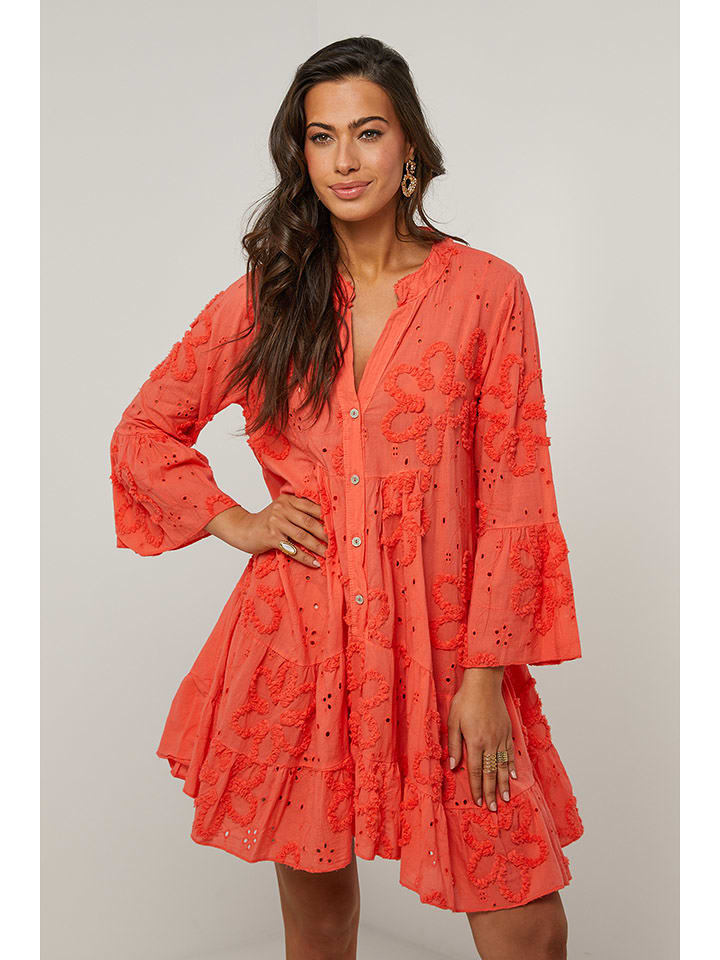 Le Monde du Lin Sukienka w kolorze koralowym rozmiar: 38/40