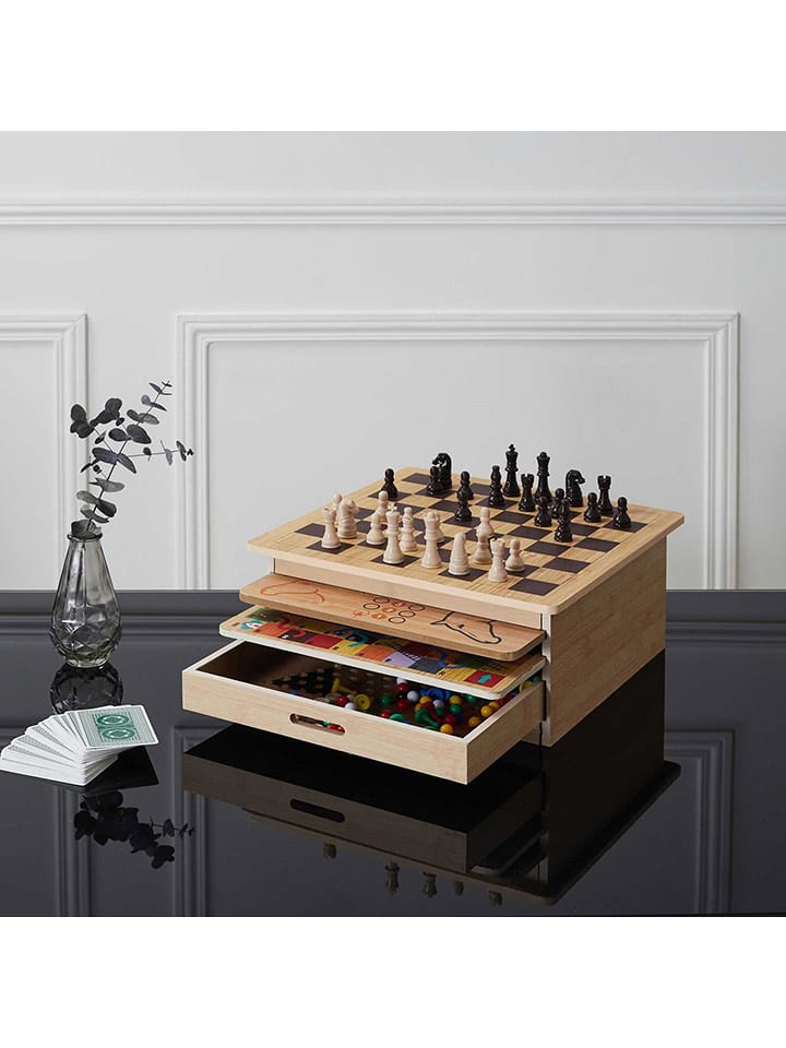 The Home Deco Kids Pudełko gier w kolorze jasnobrązowym - 32,5 x 32,5 cm rozmiar: onesize