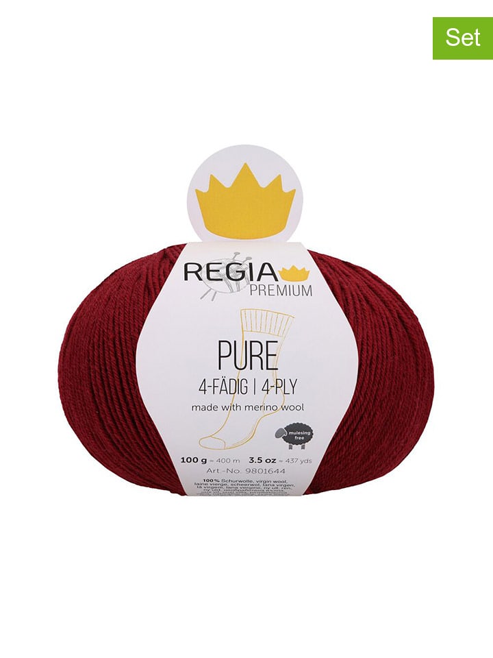 Regia Przędza wełniana (5 szt.) "Premium Pure" w kolorze bordowym - 5 x 100 g rozmiar: onesize