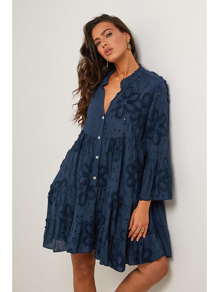 Le Monde du Lin Sukienka w kolorze granatowym rozmiar: 40/42