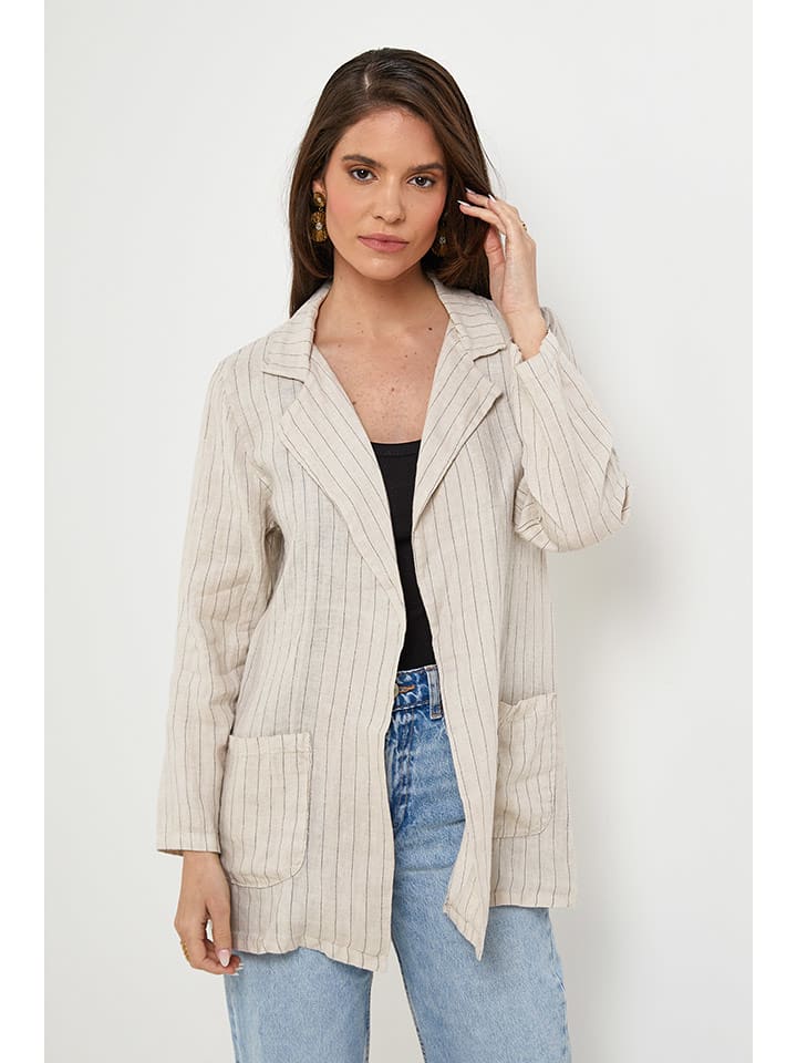 Rodier Lin Lniany blezer w kolorze beżowym rozmiar: M/L