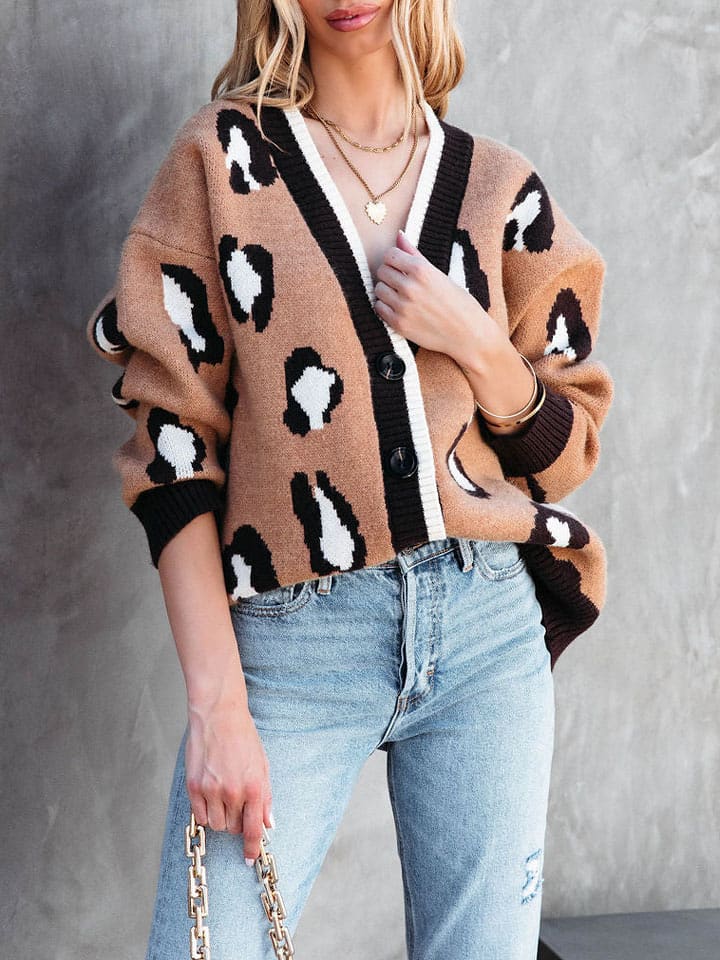 Milan Kiss Kardigan w kolorze karmelowo-czarnym rozmiar: S