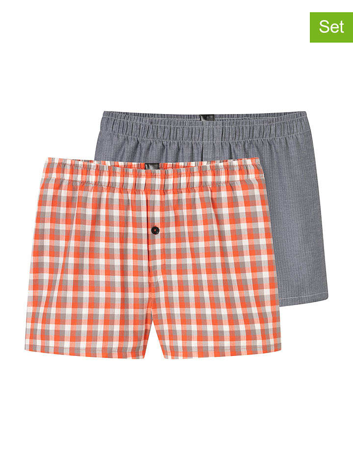 Schiesser Bokserki (2 pary) w kolorze szarym i pomarańczowym rozmiar: 140
