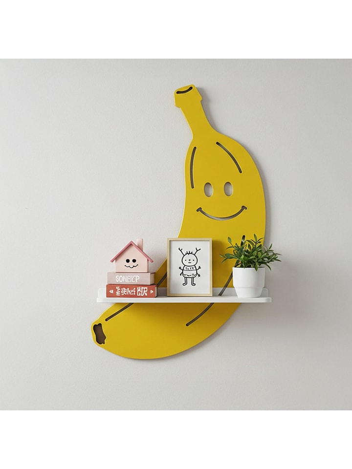 Woody Kids Regał ścienny w kolorze czarno-biało-żółtym - 25 x 33 x 10 cm rozmiar: onesize