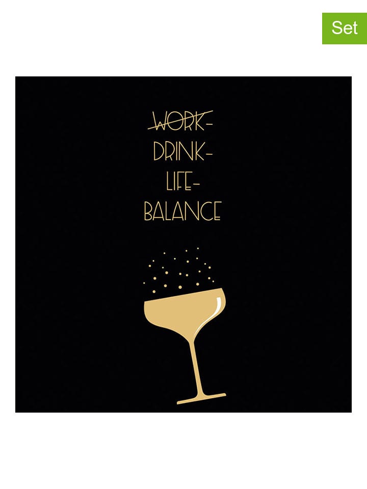 ppd Serwetki (40 szt.) "Drink-Life-Balance" w kolorze czarnym rozmiar: onesize