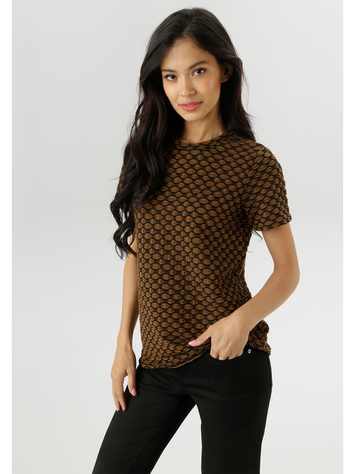 Aniston Koszulka w kolorze karmelowo-czarnym rozmiar: 42