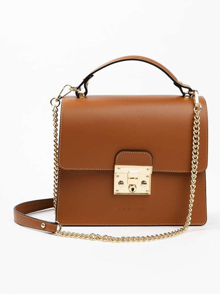 Lia Biassoni Skórzana torebka w kolorze jasnobrązowym - 27 x 24 x 8 cm rozmiar: onesize