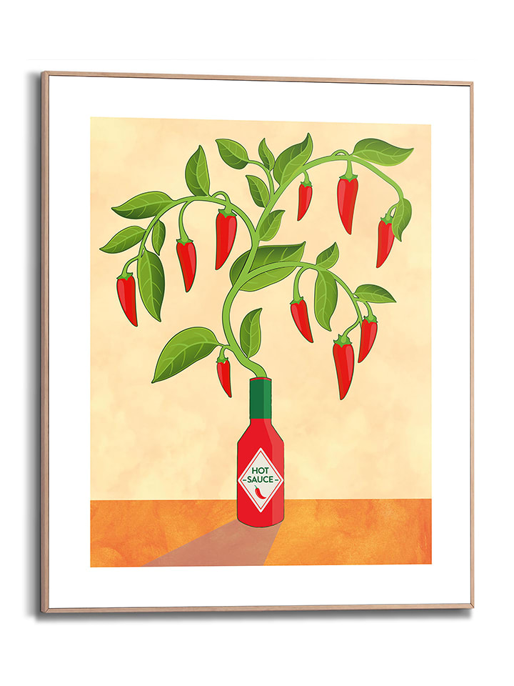 Orangewallz Druk artystyczny "Chilli Tree" w ramce rozmiar: 40x50 cm