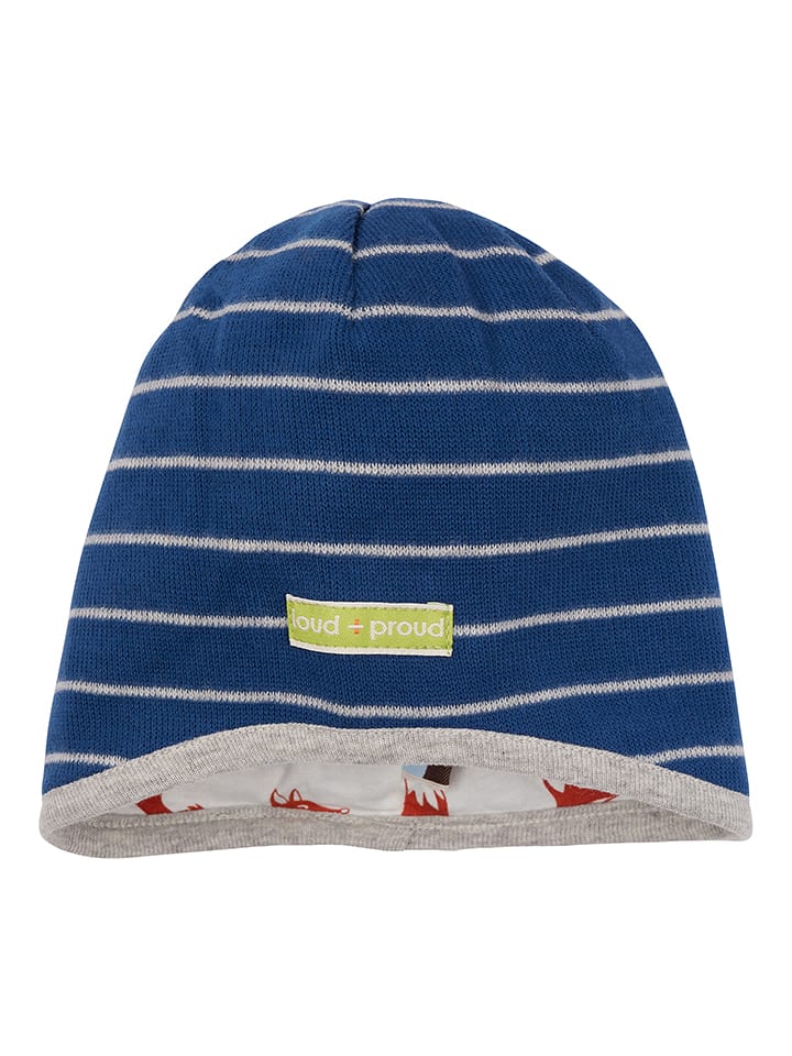 loud + proud Dwustronna czapka w kolorze biało-granatowym rozmiar: 122/128