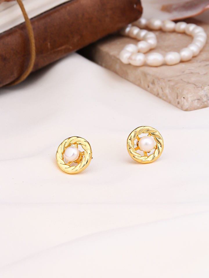 Pierres de Jade Pozłacane kolczyki-wkrętki z perłami rozmiar: onesize