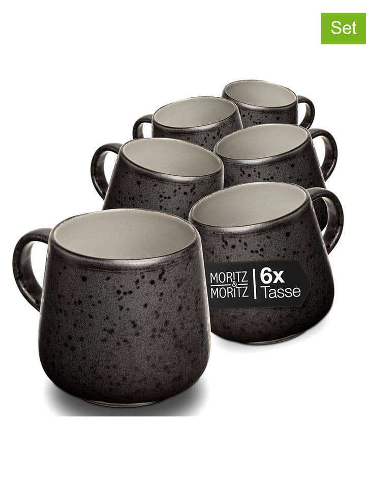 Moritz & Moritz Kubki (6 szt.) "Solid Uni" w kolorze szarym - 400 ml rozmiar: onesize