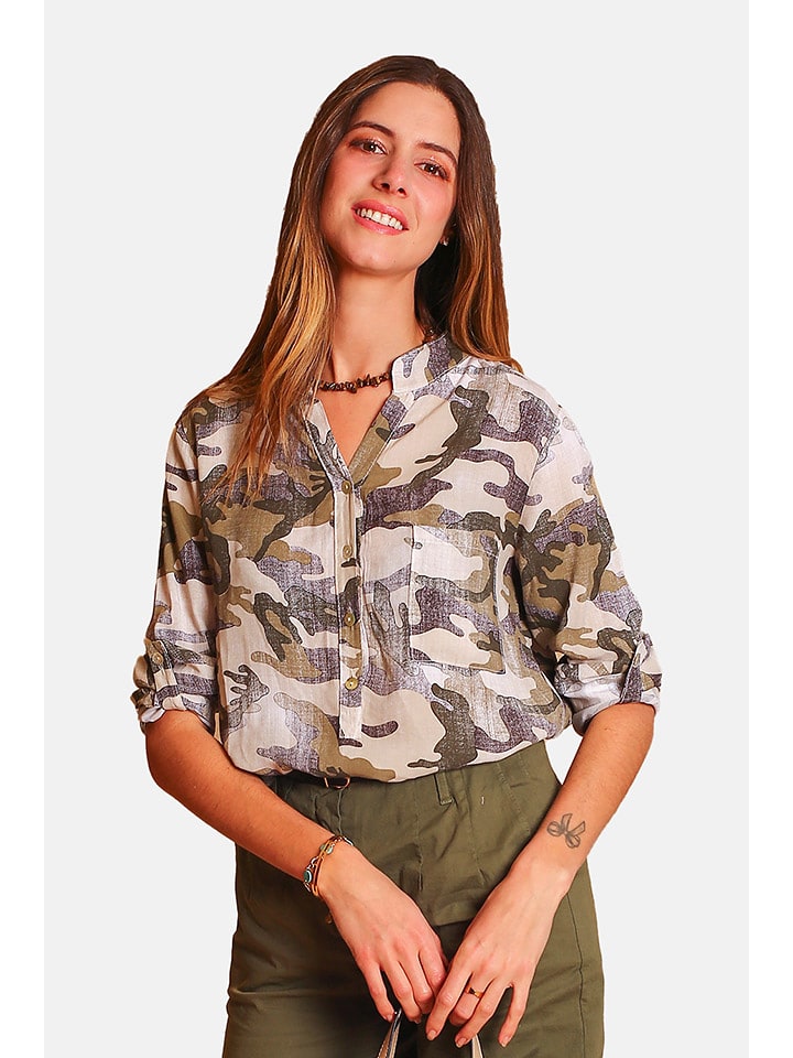 William de Faye Bluzka w kolorze beżowo-oliwkowym rozmiar: 38