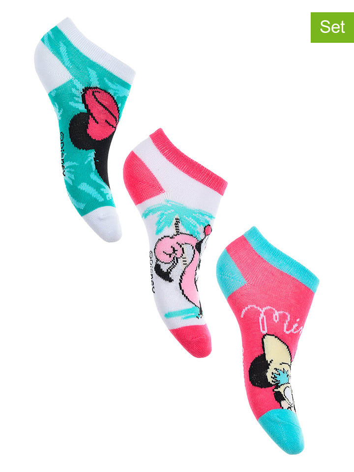 Disney Minnie Mouse Skarpety-stopki (3 pary) "Minnie" w różnych kolorach rozmiar: 23-26