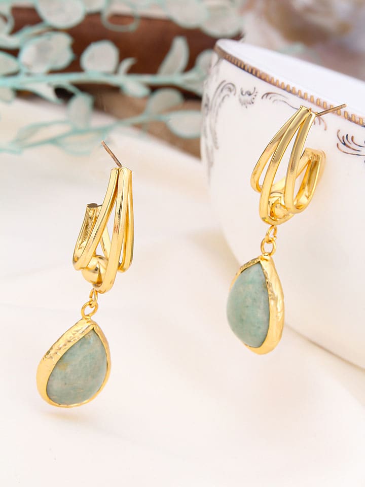 Pierres de Jade Pozłacane kolczyki-wkrętki z amazonitami rozmiar: onesize