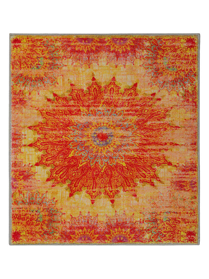 Wecon Home Dywanik łazienkowy "Healing" w kolorze żółto-czerwonym rozmiar: 80x150 cm