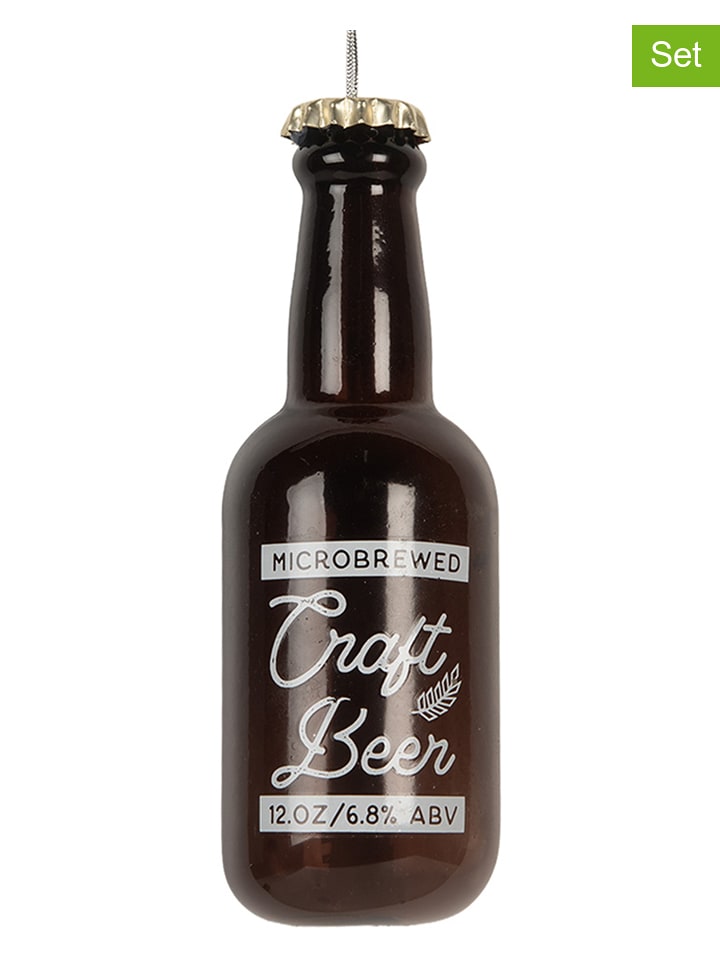 Clayre & Eef Zawieszki świąteczne (2 szt.) w kolorze brązowym - wys. 13 x Ø 5 cm rozmiar: onesize