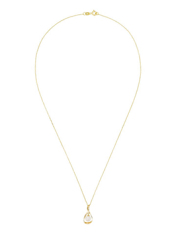 L instant d Or Złoty naszyjnik "Angelina" z zawieszką z perłą rozmiar: onesize