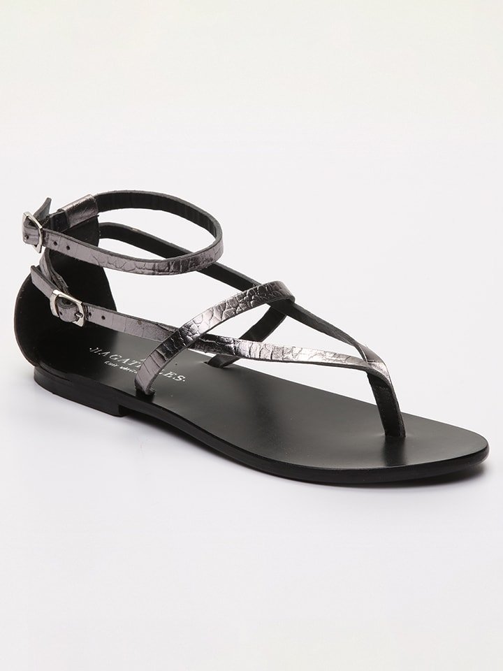 Les BAGATELLES Skórzane sandały "Mosholu" w kolorze srebrnym rozmiar: 39