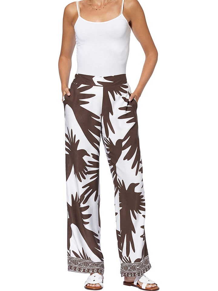 Heine Spodnie w kolorze biało-brązowym rozmiar: 46