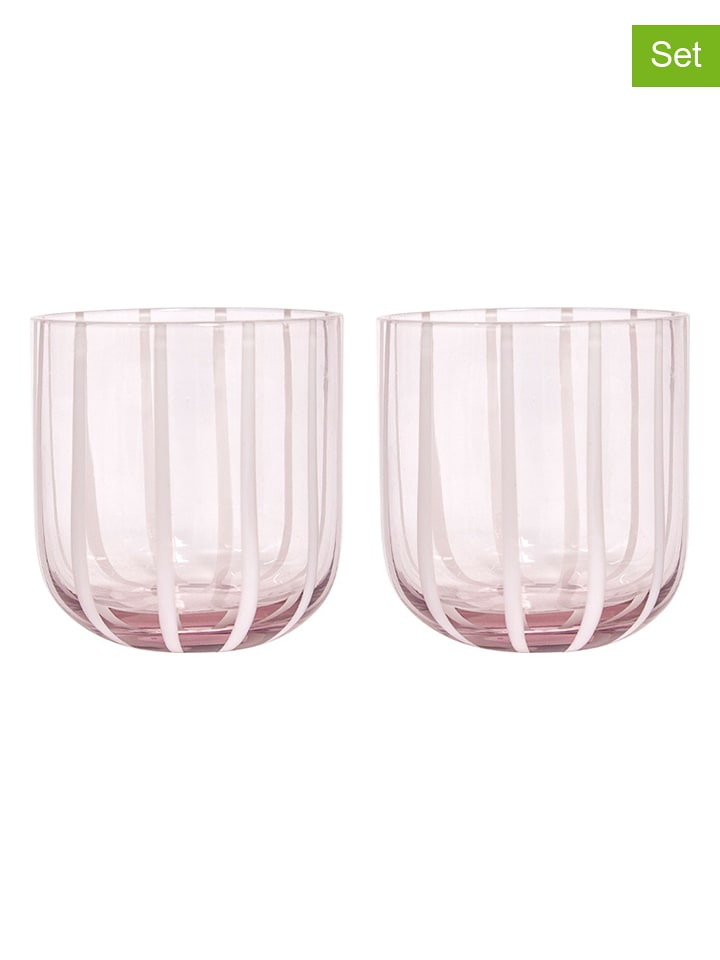 OYOY living design Szklanki (2 szt.) "Mizu" w kolorze jasnoróżowym - 200 ml rozmiar: onesize