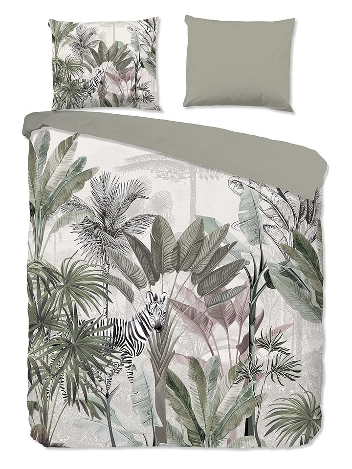 Good Morning Komplet pościeli "Irene" w kolorze khaki ze wzorem rozmiar: 155x220 cm