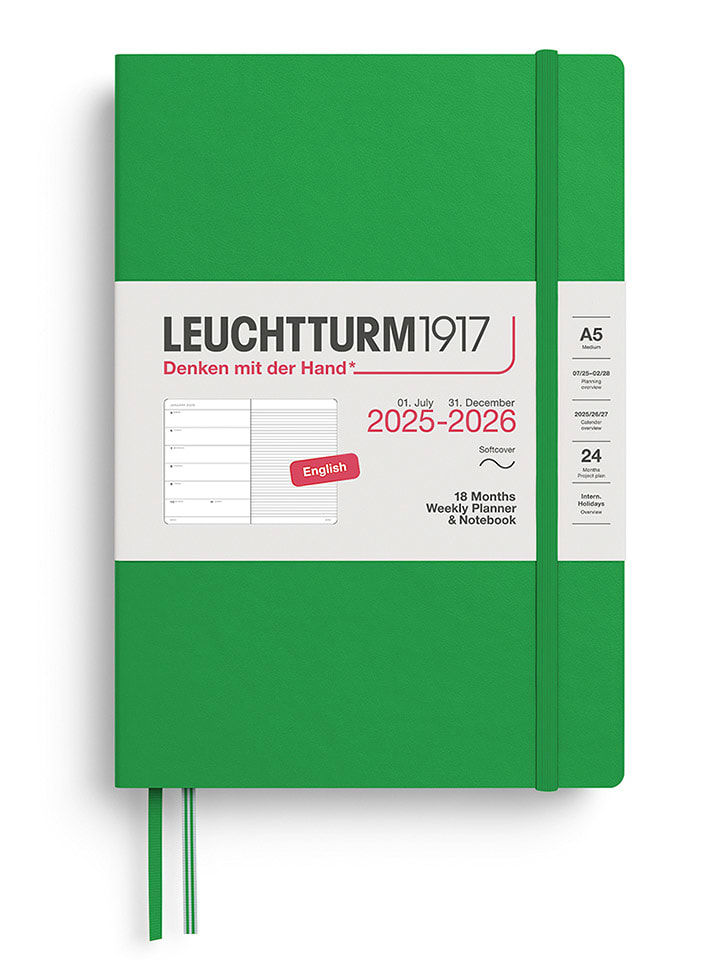 LEUCHTTURM1917 Notatnik w kolorze zielonym z kalendarzem - A5 rozmiar: onesize