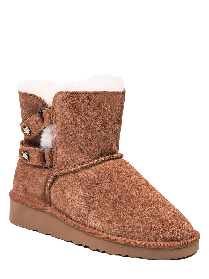 NICEBAY Skórzane botki zimowe "Sheeba" w kolorze jasnobrązowym rozmiar: 37