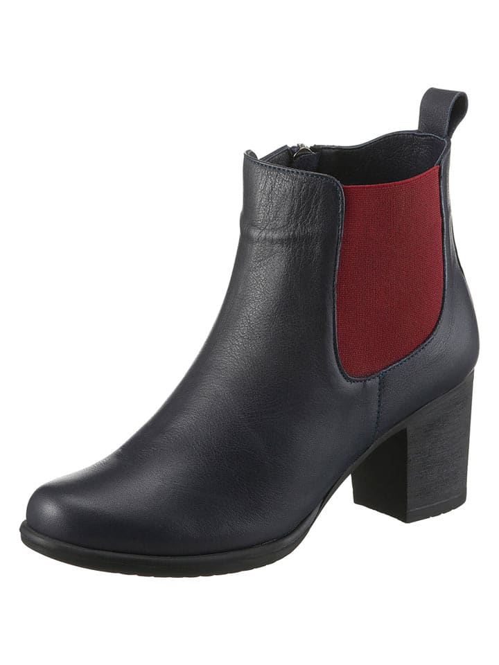 Heine Skórzane botki w kolorze czerwono-granatowym rozmiar: 40