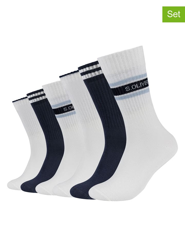 s.Oliver Skarpety (6 par) w kolorze biało-granatowym rozmiar: 39-42