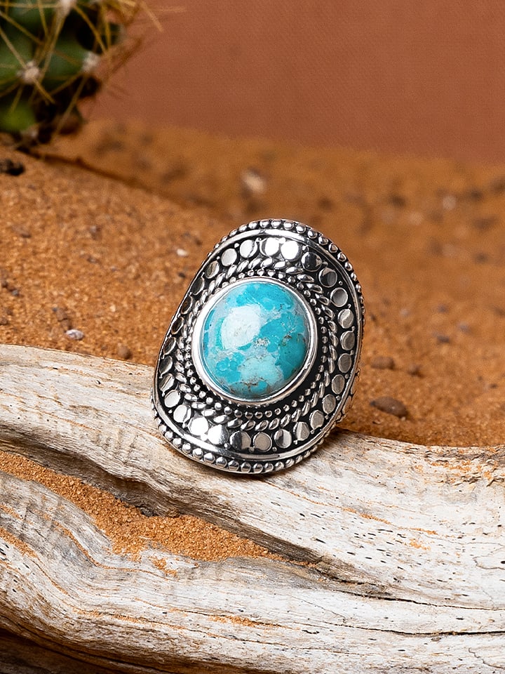 AMAZONIA Srebrny pierścionek "Nahual" z turkusem rozmiar: 48