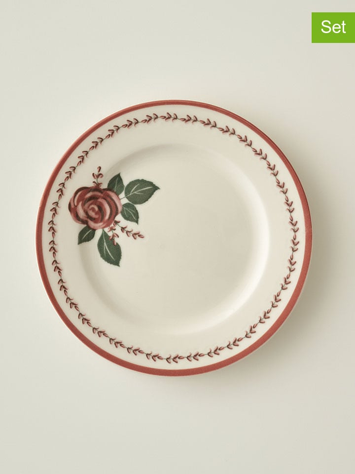BELLA MAISON Talerze śniadaniowe (6 szt.) "Rose" w kolorze kremowo-szaroróżowym - Ø 21 cm rozmiar: onesize