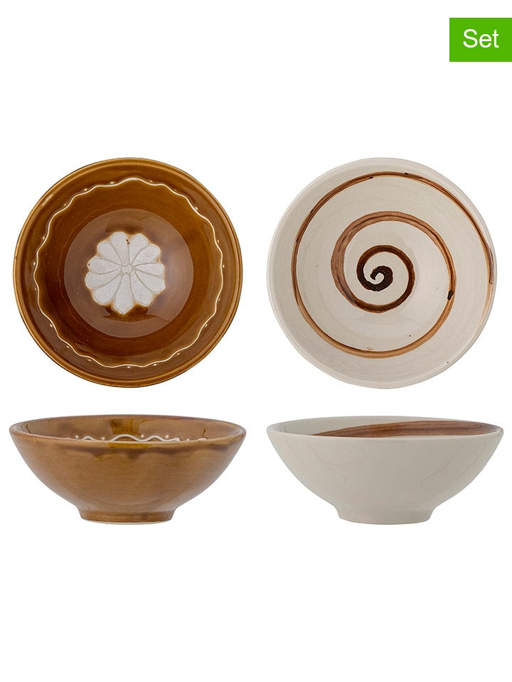 Bloomingville Miski (2 szt.) "Heikki" w kolorze biało-brązowym - Ø 12 cm rozmiar: onesize