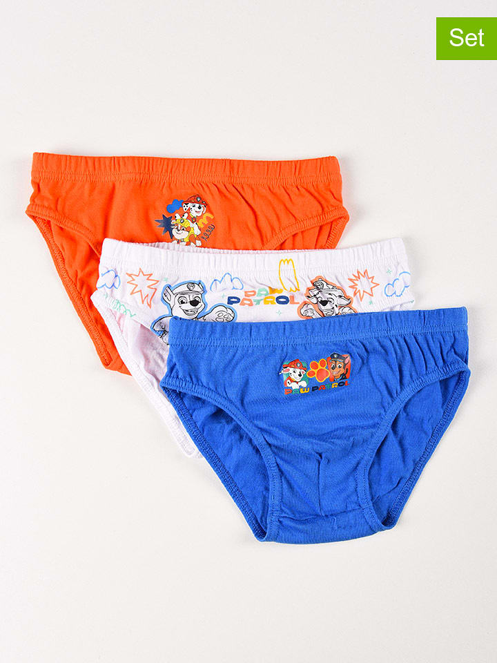 Disney Paw Patrol Slipki (3 pary) "Psi Patrol" w kolorze pomarańczowym, białym i niebieskim rozmiar: 110/116