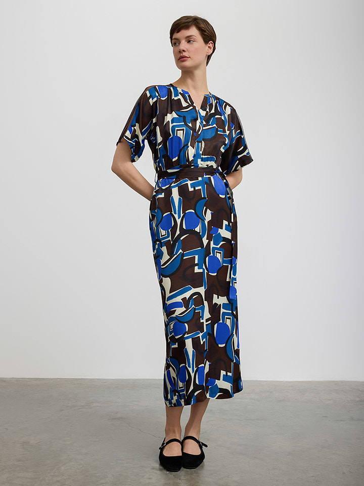 BGN Sukienka w kolorze niebiesko-kremowo-brązowym rozmiar: 40