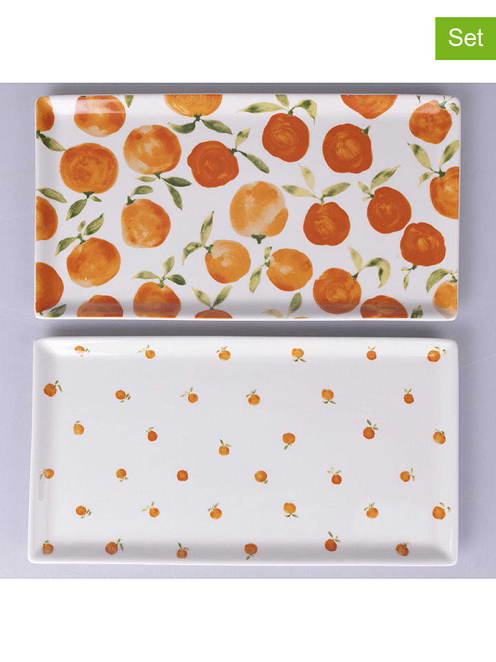 Villa d´Este Półmiski (4 szt.) w kolorze pomarańczowo-białym - 31,5 x 16,5 cm rozmiar: onesize