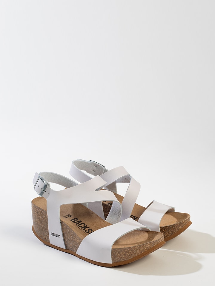 BACKSUN Sandały "Bolzano" w kolorze białym na koturnie rozmiar: 37
