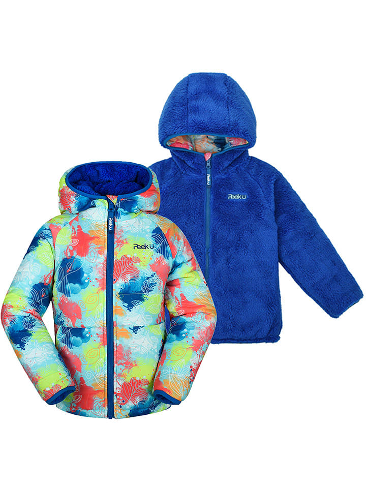 Peek U Dwustronna kurtka pikowana "Meadow" w kolorze turkusowo-niebieskim rozmiar: 92