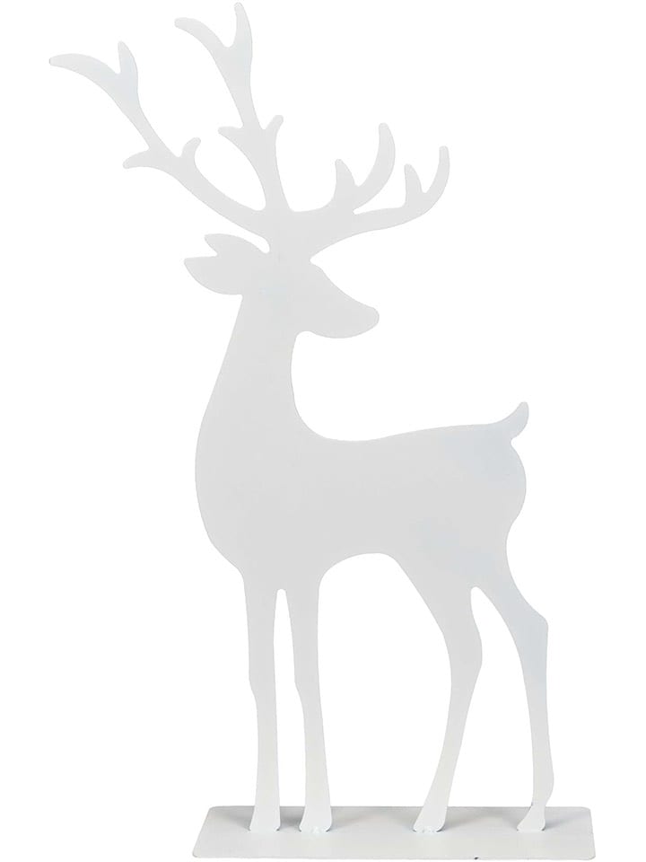 POSIWIO Figurka dekoracyjna "Deer" w kolorze białym - 30 x 52 x 10 cm rozmiar: onesize