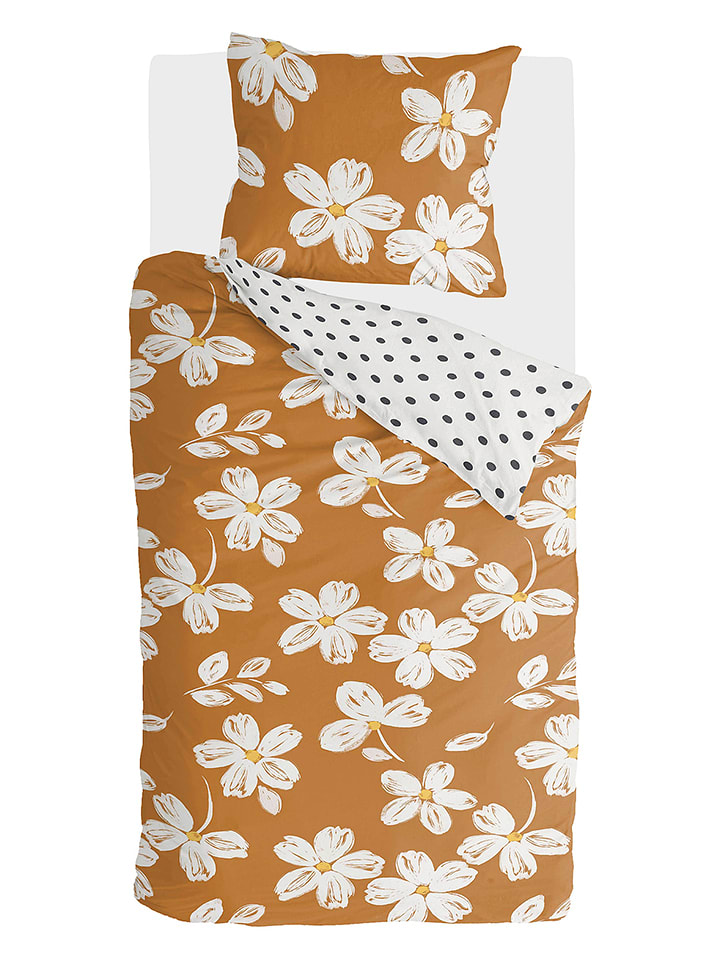 Walra Komplet pościeli "Favorite Flowers" w kolorze jasnobrązowym rozmiar: 135x200 cm