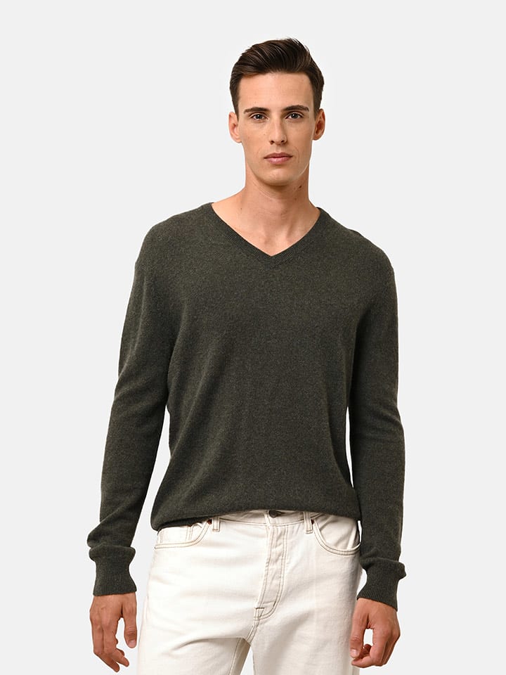 Just Cashmere Kaszmirowy sweter "Walt" w kolorze ciemnozielonym rozmiar: S