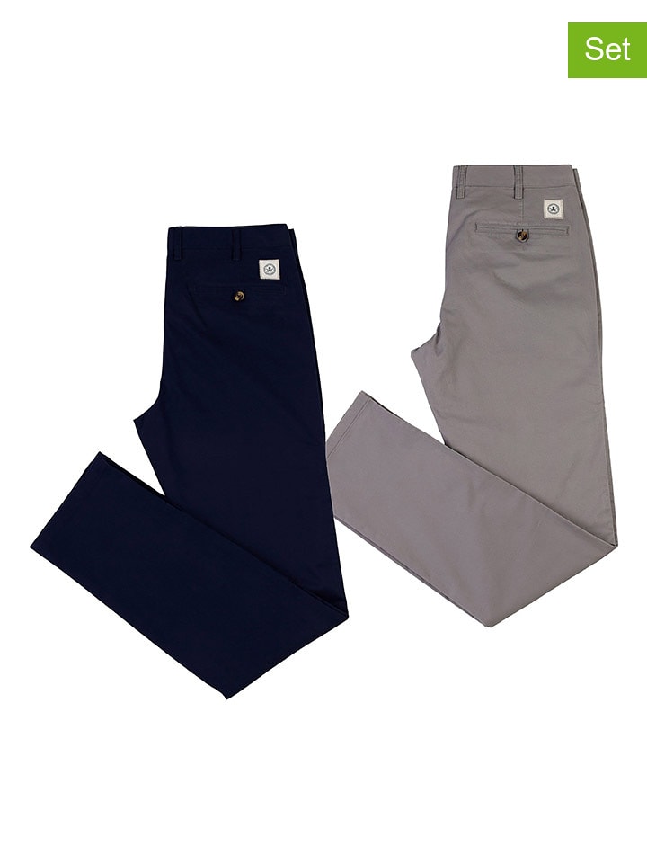 The Time of Bocha Spodnie chino (2 szt.) w kolorze granatowo-szarym rozmiar: 54