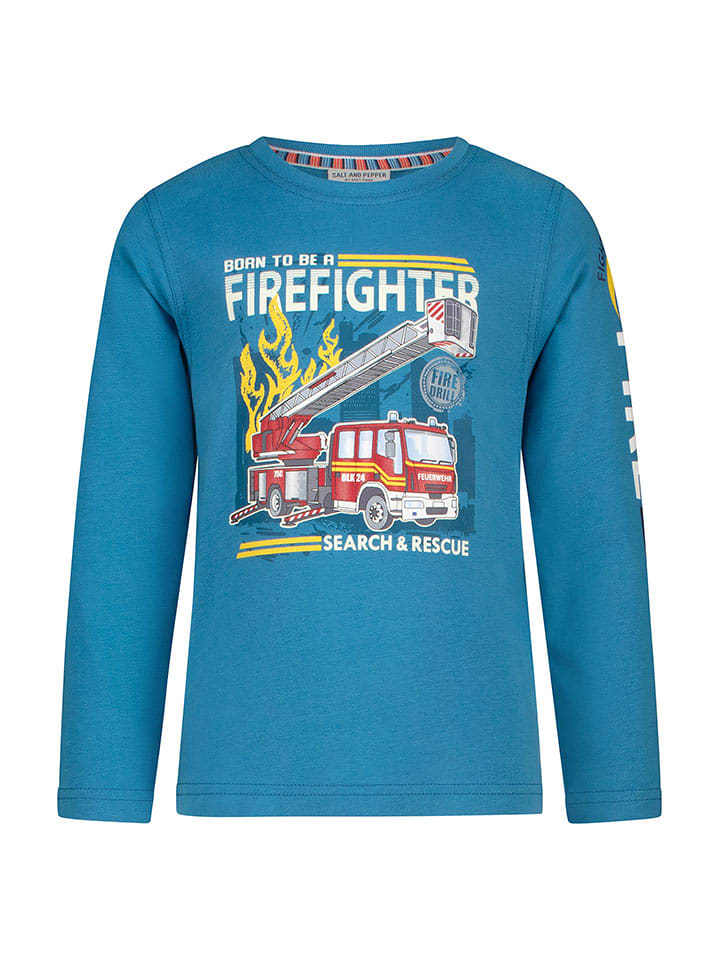 Salt and Pepper Koszulka "Firefighter" w kolorze niebieskim rozmiar: 104/110