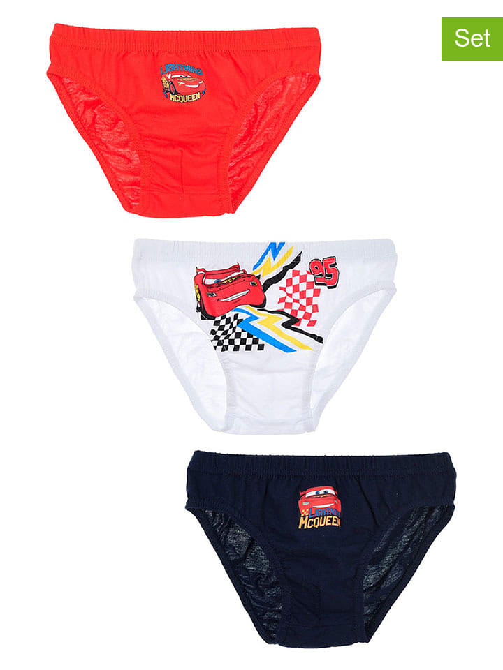 Disney Cars Slipki (3 pary) "Auta" w kolorze czerwono-granatowo-białym rozmiar: 92/98